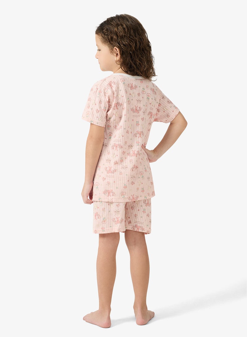 Pinata Pink Printed Ribbed Short Pyjamas - Image 2